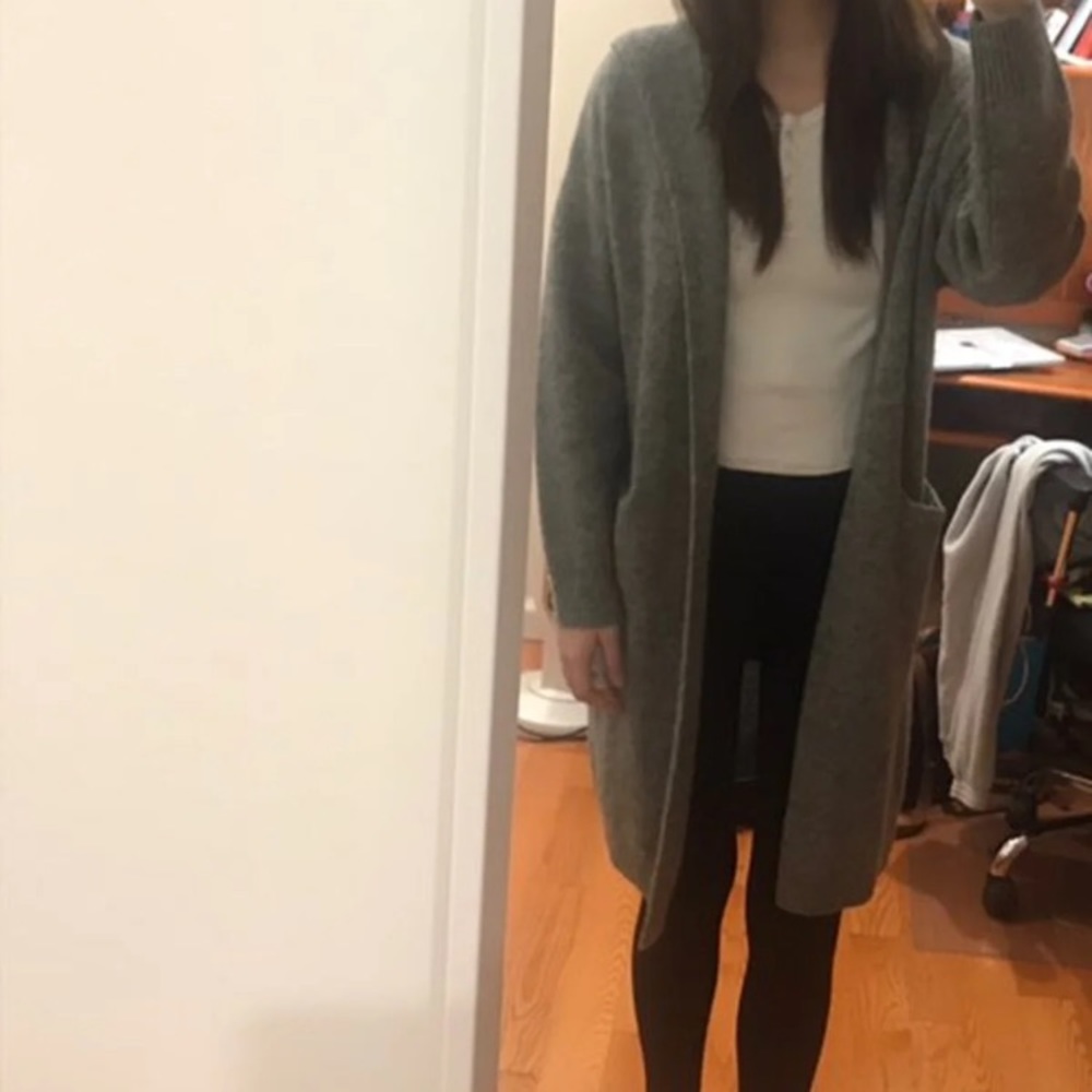 Uniqlo melange wool hooded knitted cardigan